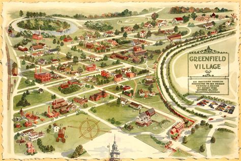 Greenfield Village Map Postcard The Lettered Cottage