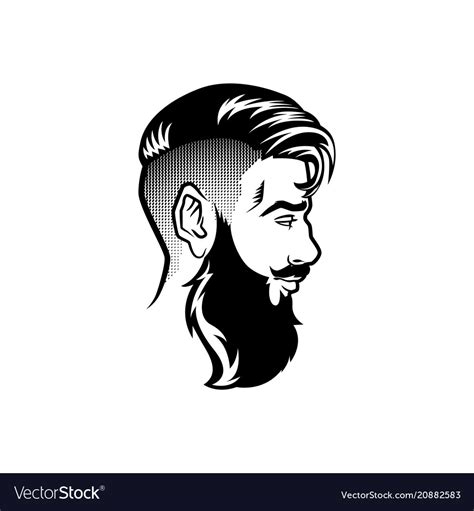 Bearded Men Face Profile Hipster Head Royalty Free Vector
