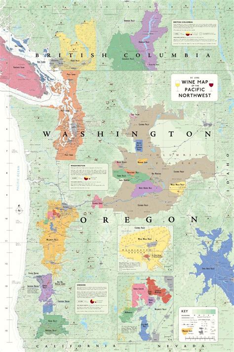 Wine Map Of The Pacific Northwest Oregon Washington And British