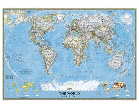 Large World Wall Map Classic World Map Mural World Political Map