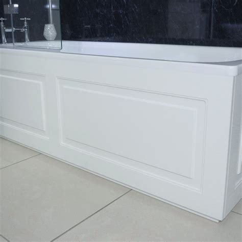 Our aquacloak bath panels are manufactured by us in our own uk factory using the highest quality moisture resistant mdf with the finest high gloss, super matt or wood grain finishes and are available in standard and made to measure sizes, in a variety of thicknesses. Windsor Traditional White 1700mm Front Bath Panel with ...