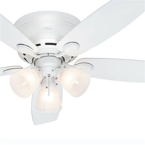 Hunter Fan 52 Inch Low Profile White Indoor Ceiling Fan With Light Kit
