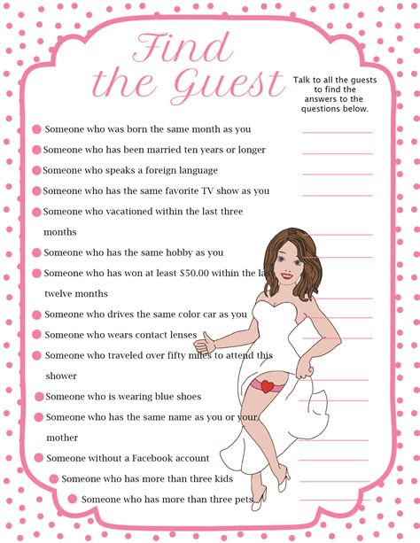 Find The Guest Bridal Shower Game Find The Guest Game Printable Find The Guest Bridal Shower