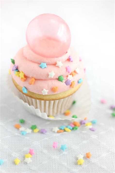 Bubble Gum Frosting Cupcakes With Gelatin Bubbles Sprinkle Bakes