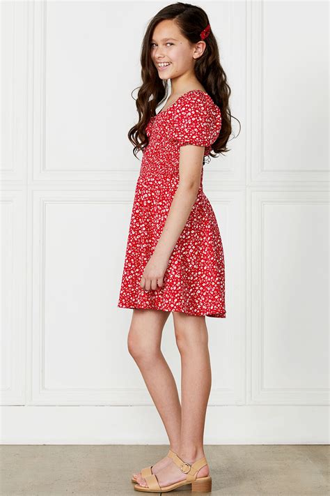 Holly Shirred Dress Tween Girls 7 16 Dresses Bardot Junior