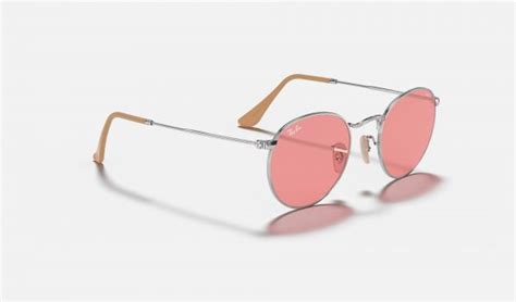 Ray Ban Round Washed Evolve Rb3447 Sunglasses Photochromic Evolve Silver Frame Pink