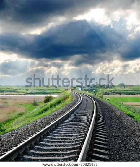 Railroad Horizon Under Cloudy Sky Stock Photo 80821825 Shutterstock