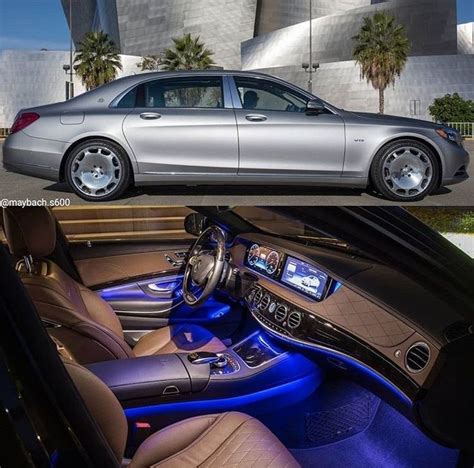 The Inside And Outside View Of A Mercedes S Class Sedan With Blue Leds