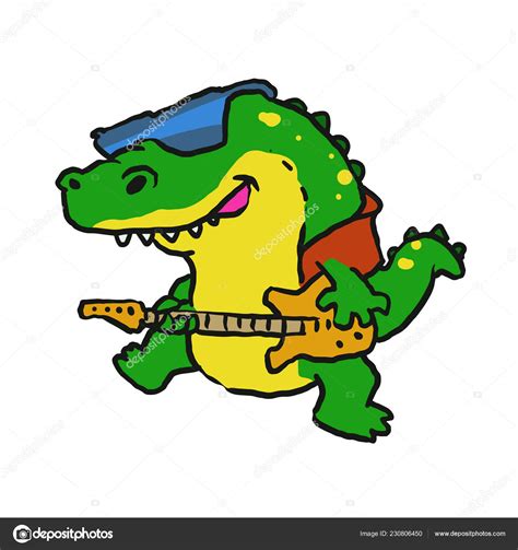 Crocodile Playing Electric Guitar — Stock Vector © Milesthone 230806450