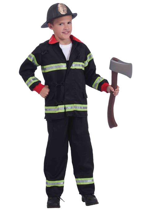 Boys Deluxe Black Firefighter Costume Ubicaciondepersonascdmxgobmx