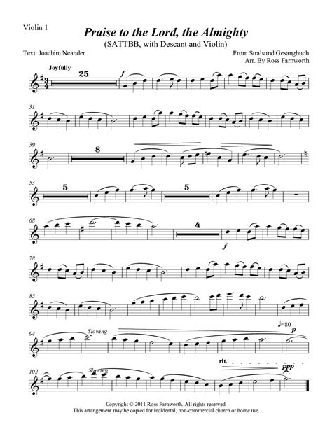 Praise To The Lord The Almighty By Ross Farnworth Satb Ssaattbb