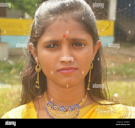 Close Up Of Indian Bengali Teenage Girl Wearing Traditional Indian