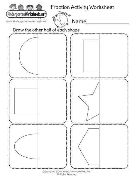 Free Printable Fraction Worksheet Free Kindergarten Math Worksheet