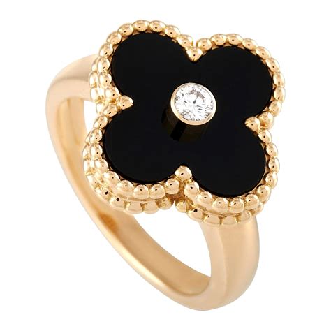 Van Cleef And Arpels Magic Alhambra Between The Finger Onyx Gold Ring For Sale At 1stdibs