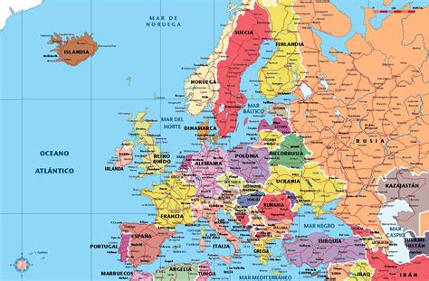 Europa Politico Mapa Vectorial Editable Eps Freehand Illustrator