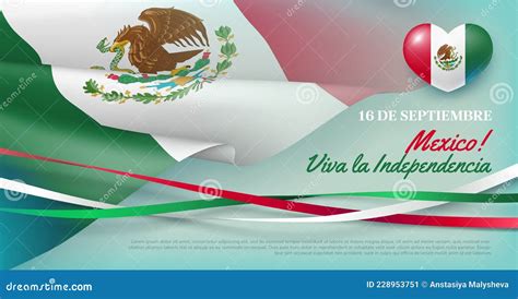 Happy Independence Day Of Mexico Wavy Flag Card Stock Illustration