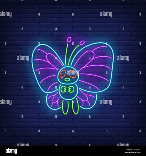 Cartoon Butterfly Neon Sign Stock Vector Image And Art Alamy