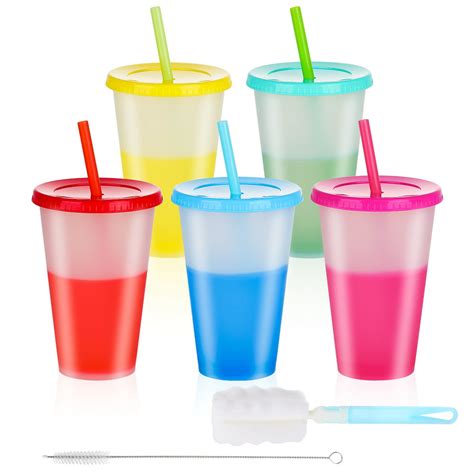 16 Oz Bpa Free Clear Plastic Cups With Lids And Straws For Iced Cold