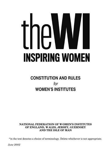 Constitution And Rules National Federation Of Womens Institutes