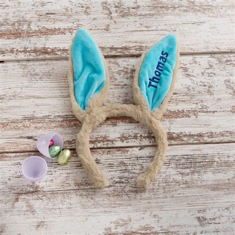 Embroidered Easter Bunny Ear Headband Easter Headband Easter Etsy
