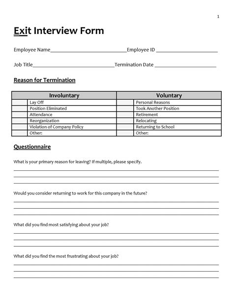 Best Exit Interview Templates Forms Templatelab