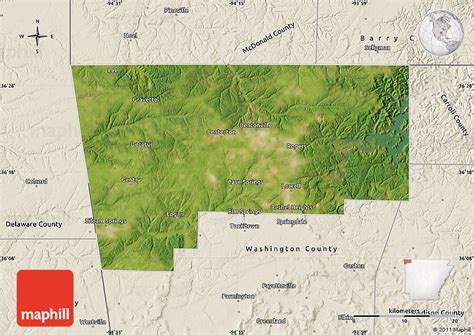 Satellite Map Of Benton County Shaded Relief Outside