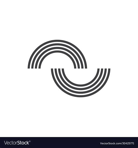 Linked Curves Line Simple Rainbow Shape Logo Vector Image
