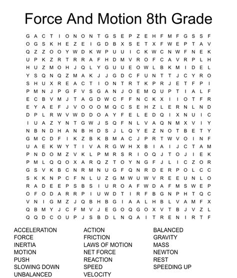 Newtons Laws Of Motion Word Search Wordmint