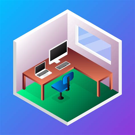 Home Office Room Concept Isometric Vector Illustration 217532 Vector