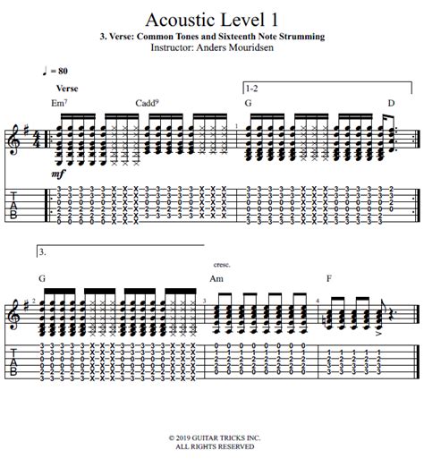 Guitar Lessons Verse Common Tones And Sixteenth Note Strumming