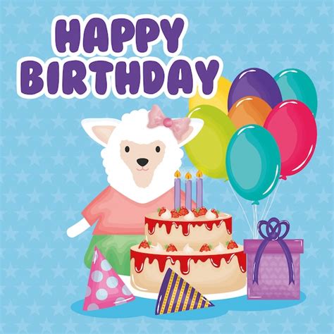 Premium Vector Happy Birthday Card With Rabbit Character