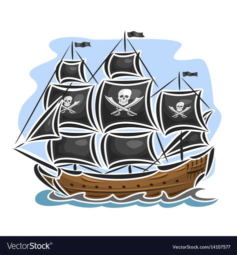 Pirate Cartoon Sailing Ship Royalty Free Vector Image
