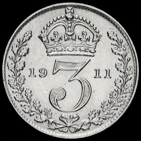 1911 George V Silver Threepence Aunc