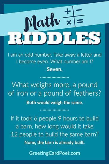 Math Funny Riddles For Adults Riddle Quiz