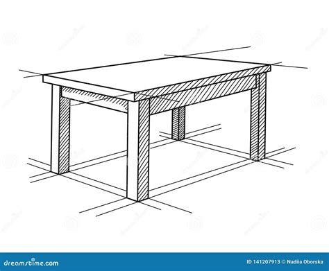 Realistic Sketch Of The Table In Perspective Vector Stock Illustration