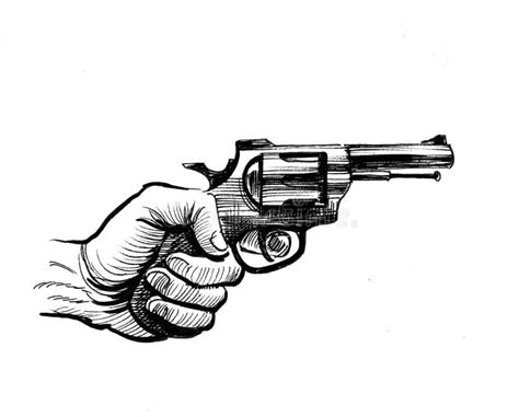 Hand With A Revolver Gun Stock Illustration Illustration Of Firearm