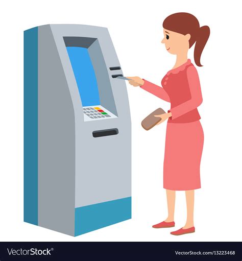 Woman Using Atm Machine Royalty Free Vector Image