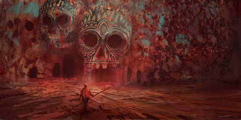 Skull Cave Fantasy Art Artwork Surreal Red Wallpapers Hd