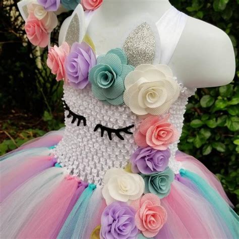 Unicorn Tutu Dress Pastel Rainbow Princess Dress For Girl Little
