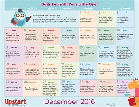 Early Literacy Activity Calendar: December 2016 | Early literacy activities, Early literacy 