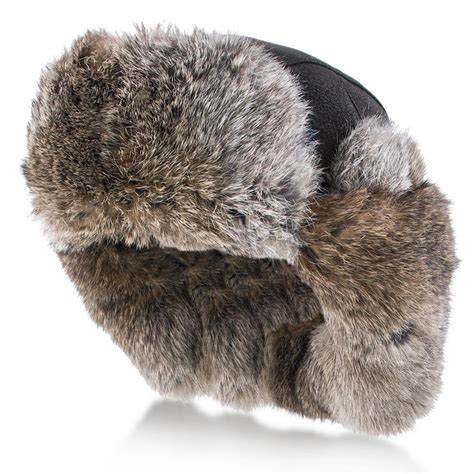 Walrus Hats Genuine Rabbit Fur Brown Trapper Hat Fashionable Hats