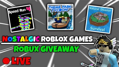 🔴roblox Live Robux Giveaway Nostalgic Games Come And Join🔴 Youtube
