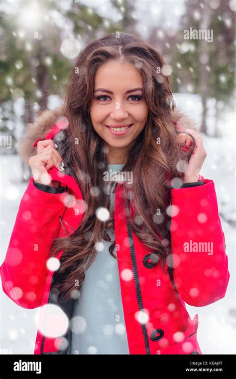 Winter Portrait Of Young Beautiful Woman Stock Photo Alamy