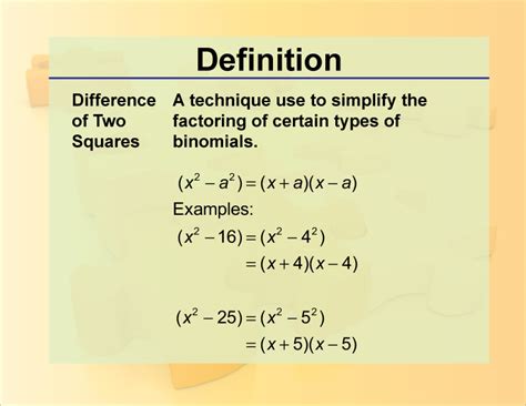 Definition--Difference of Two Squares | Media4Math