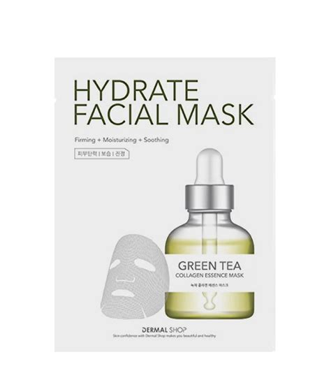 dermal shop hydrate facial mask green tea collagen essence mask 10 sheets meroepasal