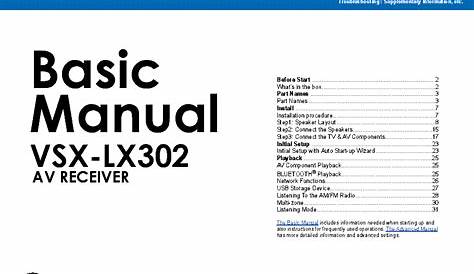 pioneer vsx lx302 manual