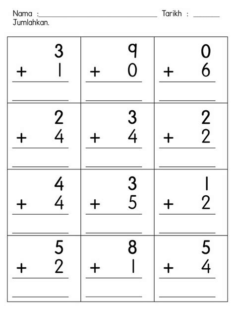 Latihan Matematik Tahun 1 Operasi Tambah  Soalan Matematik Tahun 1