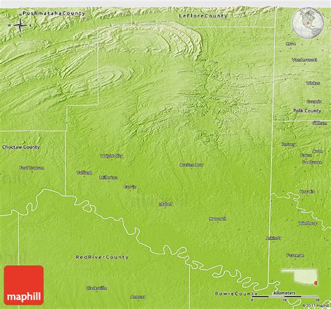 Physical 3d Map Of Mccurtain County
