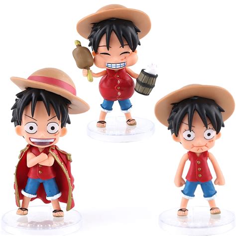 One Piece Luffy 3pcsset Mini Action Figures 110 Scale Painted Figure