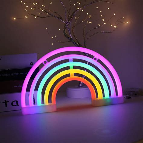 Rainbow Neon Sign Led Rainbow Light Lamp Led Neon Light Warm White Wall